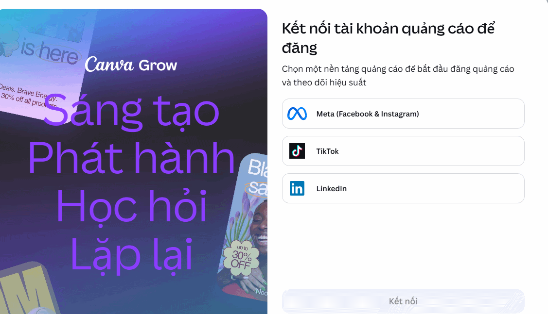 Chỉnh sửa ảnh quảng cáo trên Canva Grow