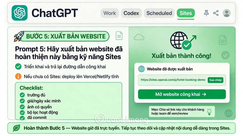 tạo website với ý tưởng cùng chatgpt