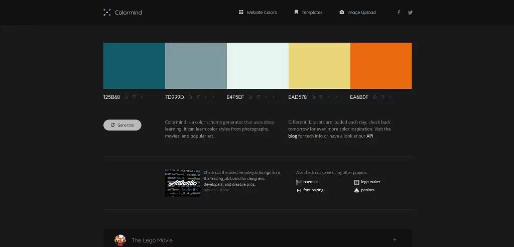 Trang web Colormind