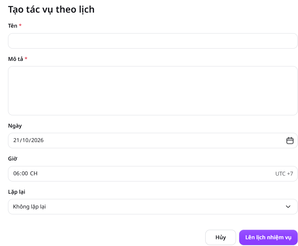Giao diện điền tác vụ trên Canva AI