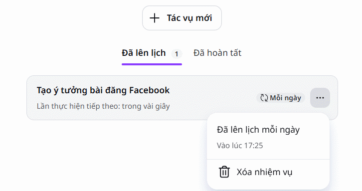 Thời gian thực hiện tác vụ trên Canva AI
