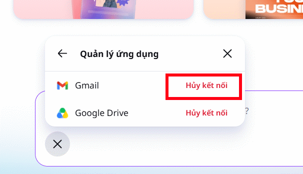 Hiện ứng dụng kết nối trên Canva AI