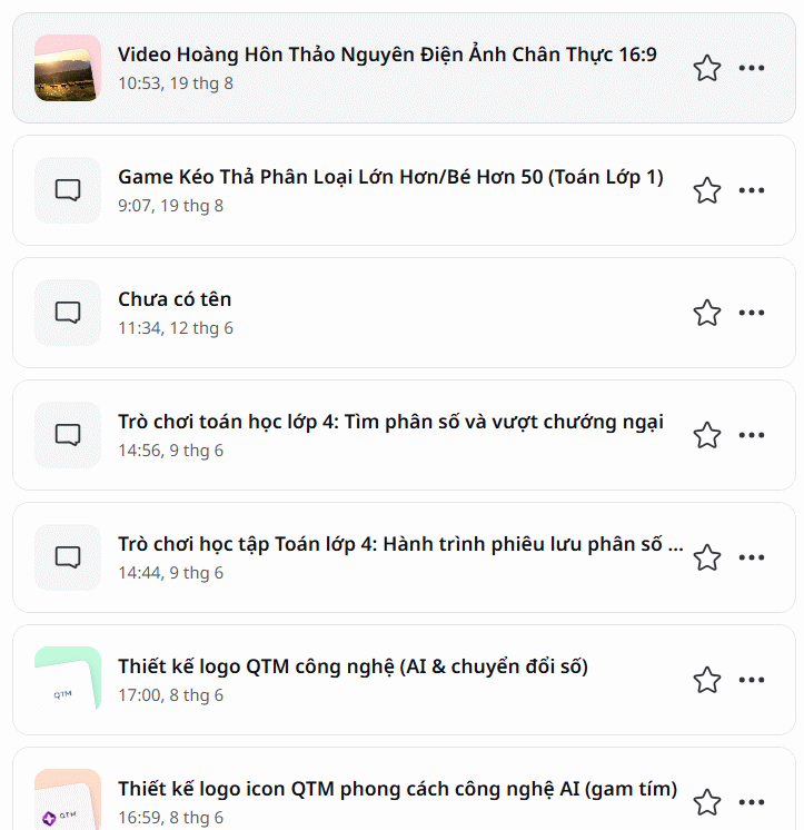 Lịch sử trò chuyện trên Canva AI