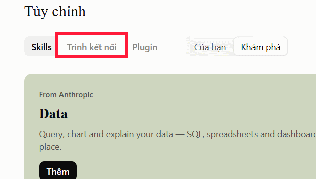 Trình kết nối trên Claude 