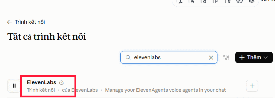 Tìm kiếm ElevenLabs trên Claude 