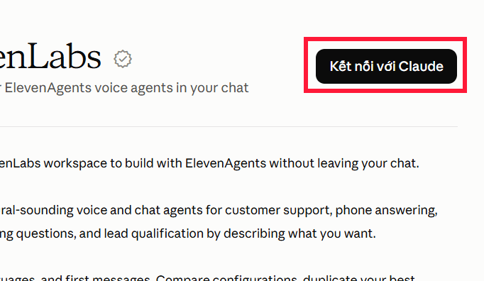 Kết nối ElevenLabs trên Claude 