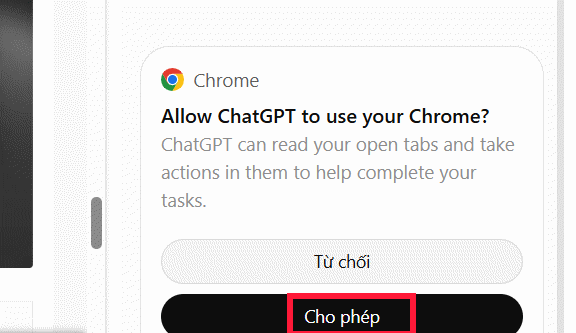 ChatGPT truy cập Chrome