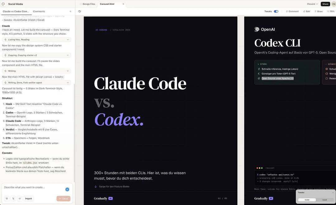 Giao diện Claude Design trên trình duyệt với hệ thống thiết kế (design system) tùy chỉnh