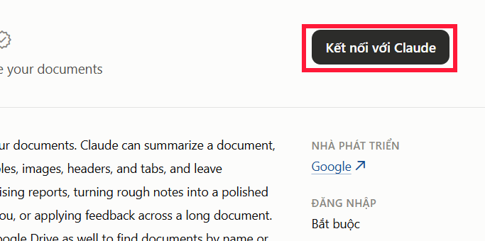 Kết nối Google Docs trên Claude