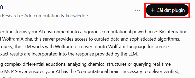 Cài đặt Wolfram trên ChatGPT