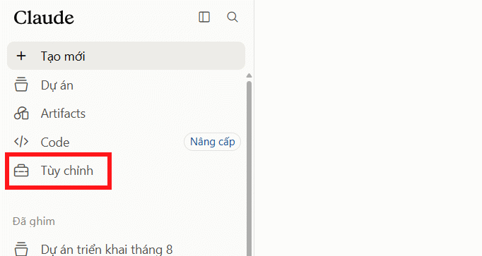 Tùy chỉnh trên Claude