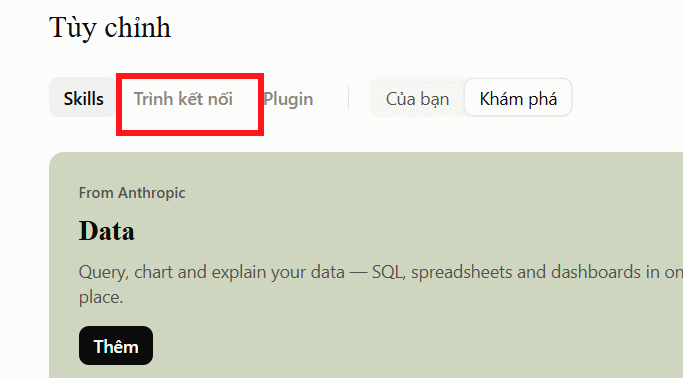 Trình kết nối trên Claude