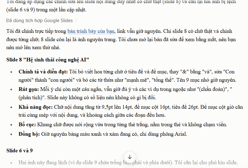 Chỉnh sửa nội dung slide bằng Claude
