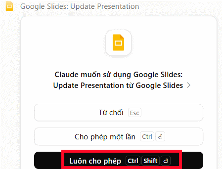 Đồng ý cho Claude truy cập