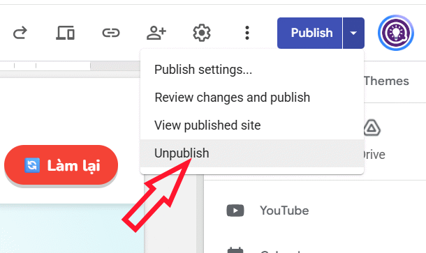 Dừng chia sẻ website trên Google Sites