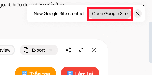 Mở ứng dụng trên Google Sites