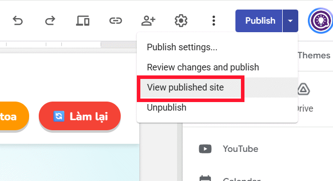 Xem trước website trên Google Sites