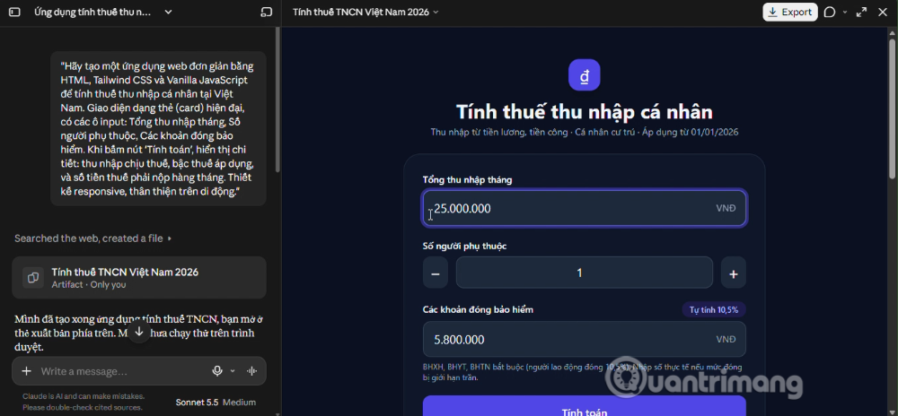 code công cụ tính thuế