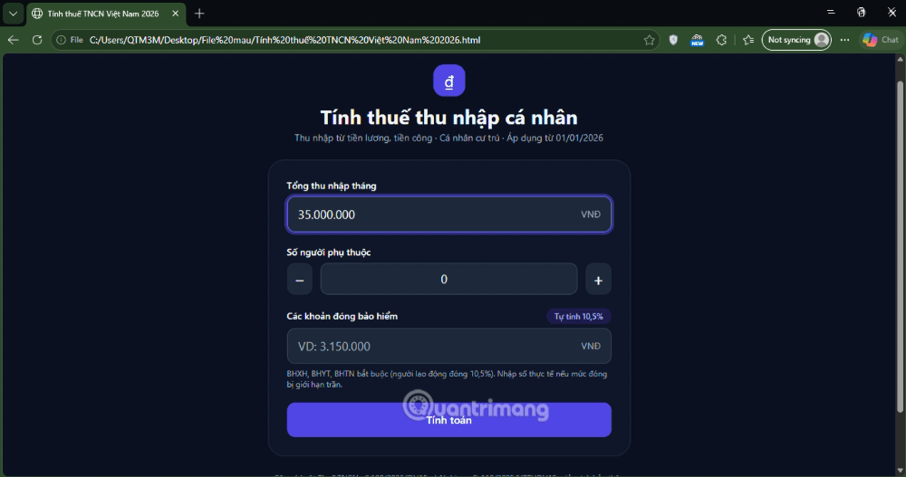 hướng dẫn tạo công cụ tính thuế từ AI