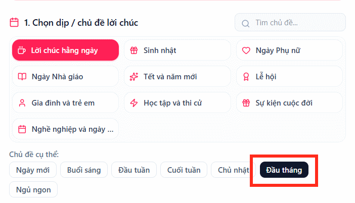 Công cụ viết lời chúc đầu tháng 11