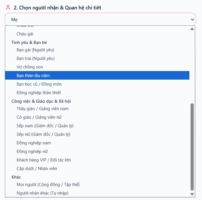Đối tượng gửi lời chúc đầu tháng 11