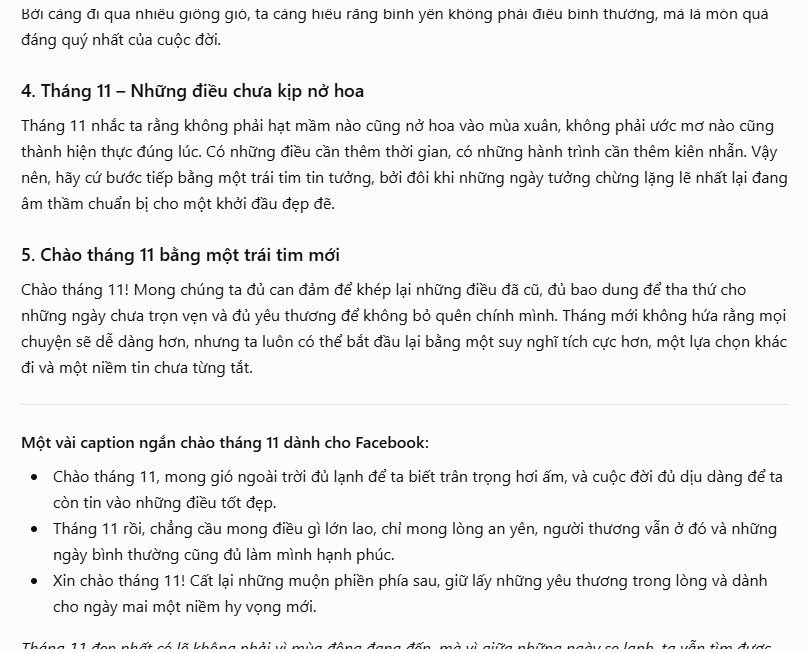 Prompt viết câu nói hay tháng 11 bằng