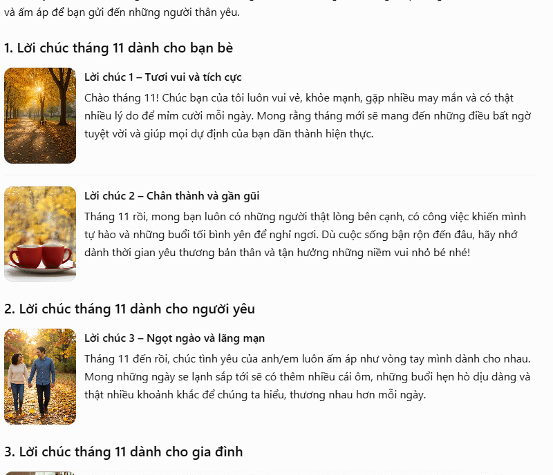 Prompt viết lời chúc hay tháng 11 bằng