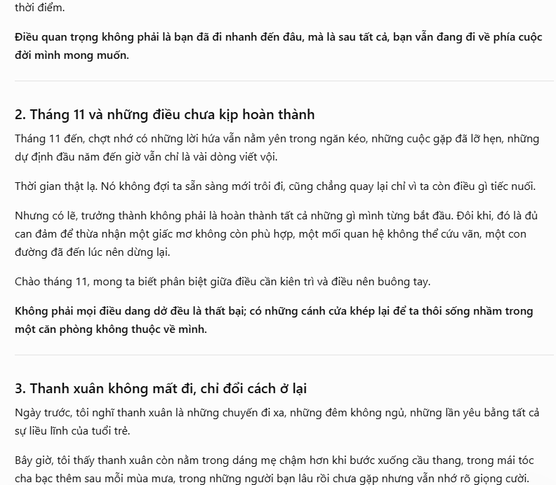 Prompt viết status hay tháng 11 bằng
