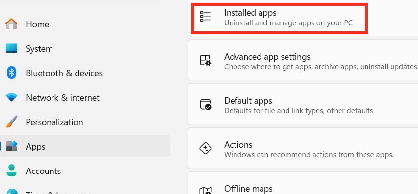 Ứng dụng cài đặt trên Windows 11