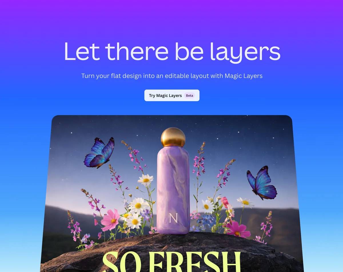 Trang giới thiệu tính năng Magic Layers của Canva