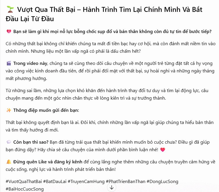 Mô tả video kể chuyện