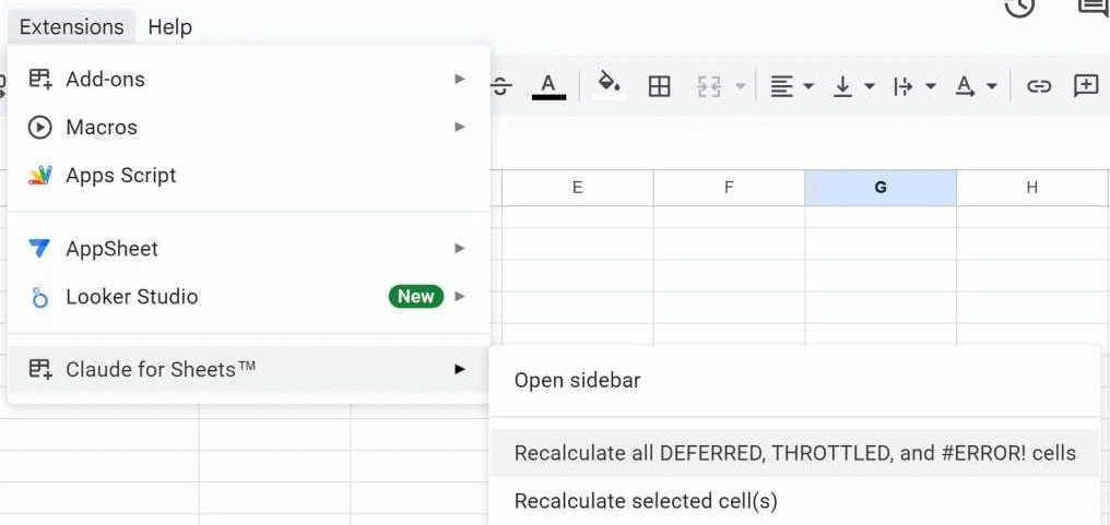 Cài tiện ích Claude trong Google Sheets