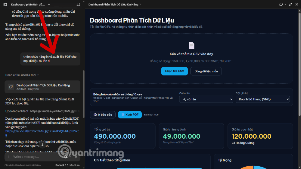 dashboard CSV