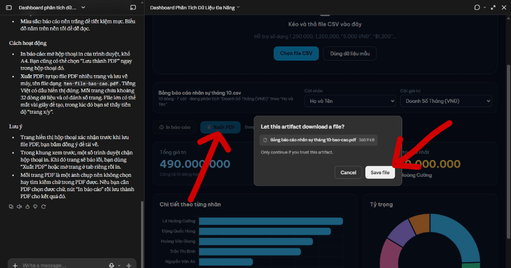dashboard CSV