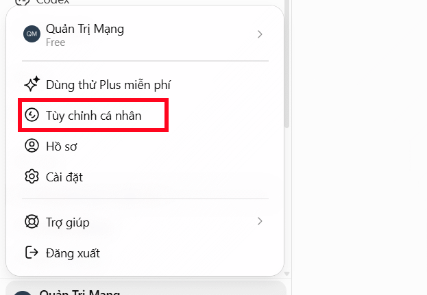 Tùy chỉnh cá nhân trên ChatGPT