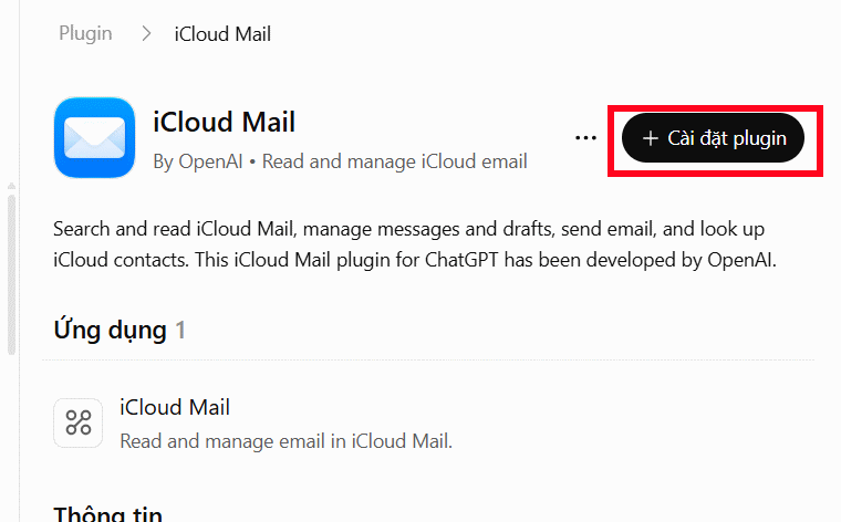 Cài đặt iCloud Mail trên ChatGPT