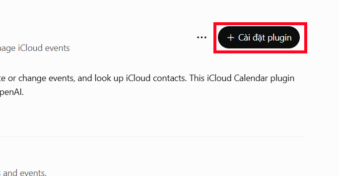 Cài đặt plugin iCloud Calendar trong ChatGPT