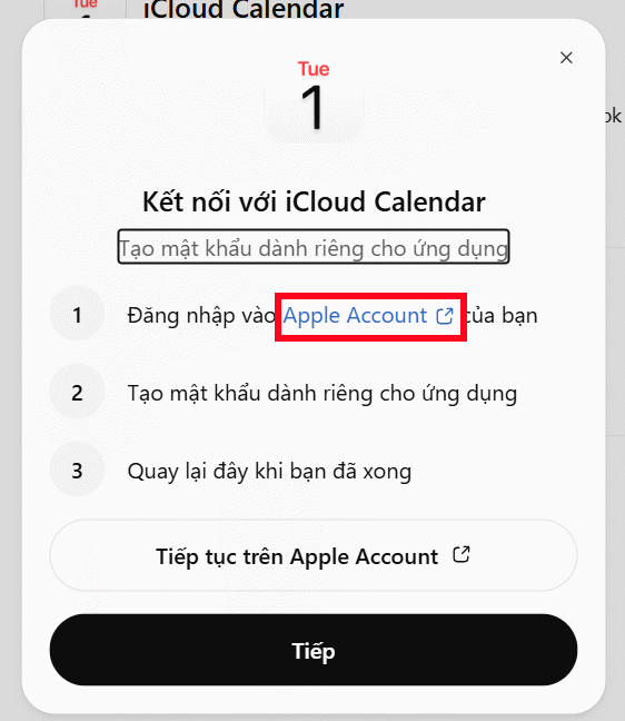 Truy cập Apple ID