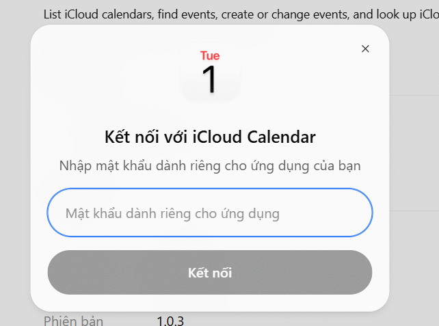 Kết nối iCloud Calendar