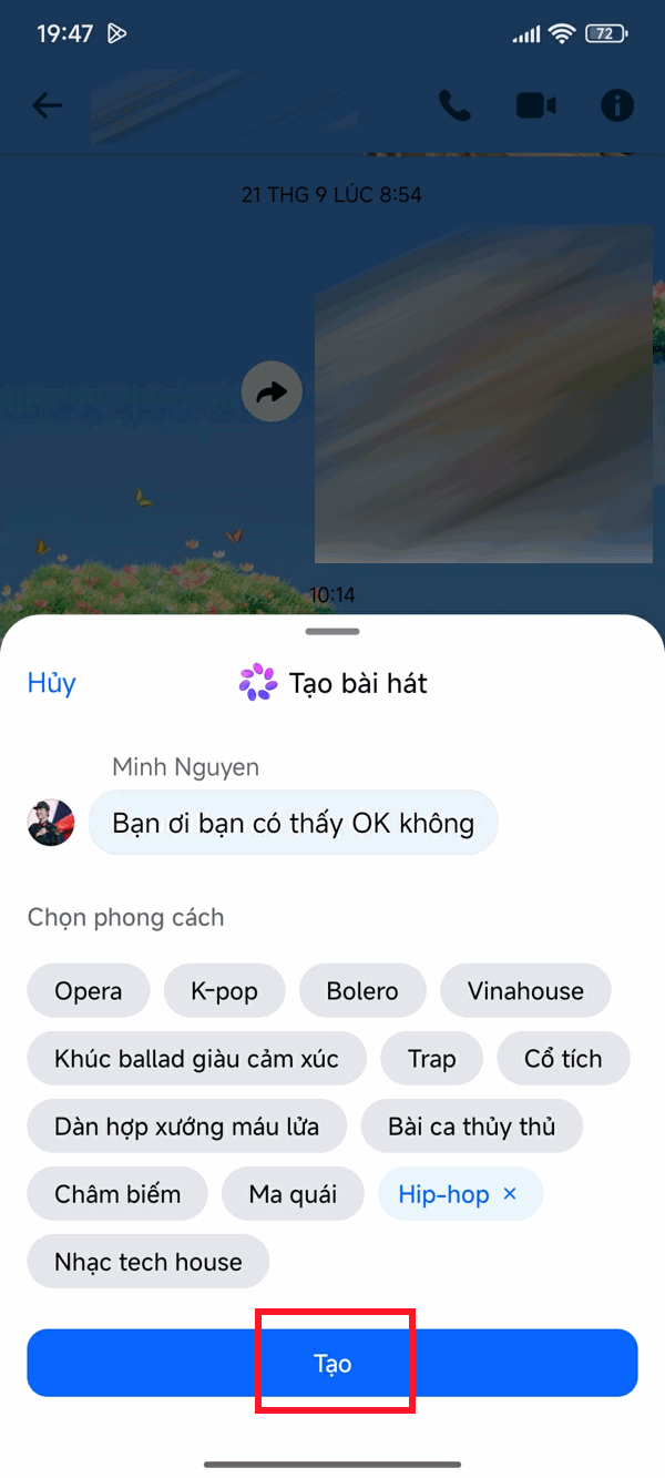 Tạo phong cách nhạc cho bài hát Messenger