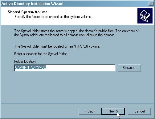 Nhập thư mục lưu Sysvol